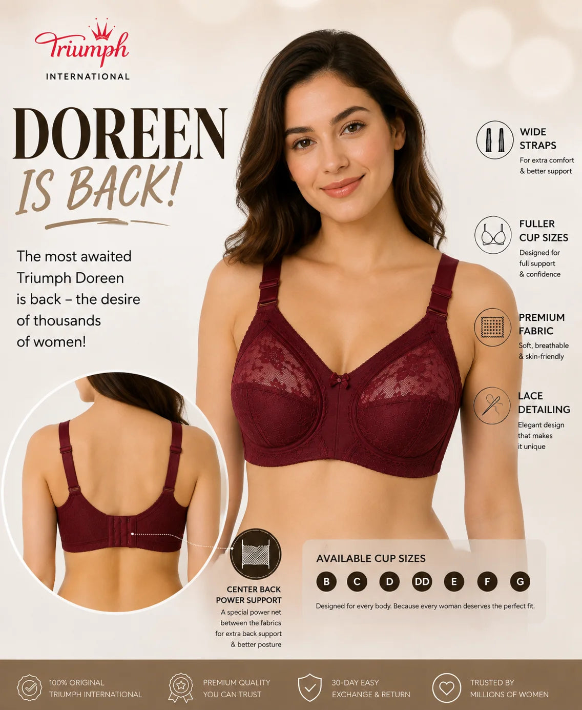 BUY 1 GET 1 FREE OFFER PACK OF 02 SPECIAL BUMPER OFFER TRIUMPH DOREEN MINIMIZER BRA UPTO 70% OFF BEST BRA FOR SUMMER