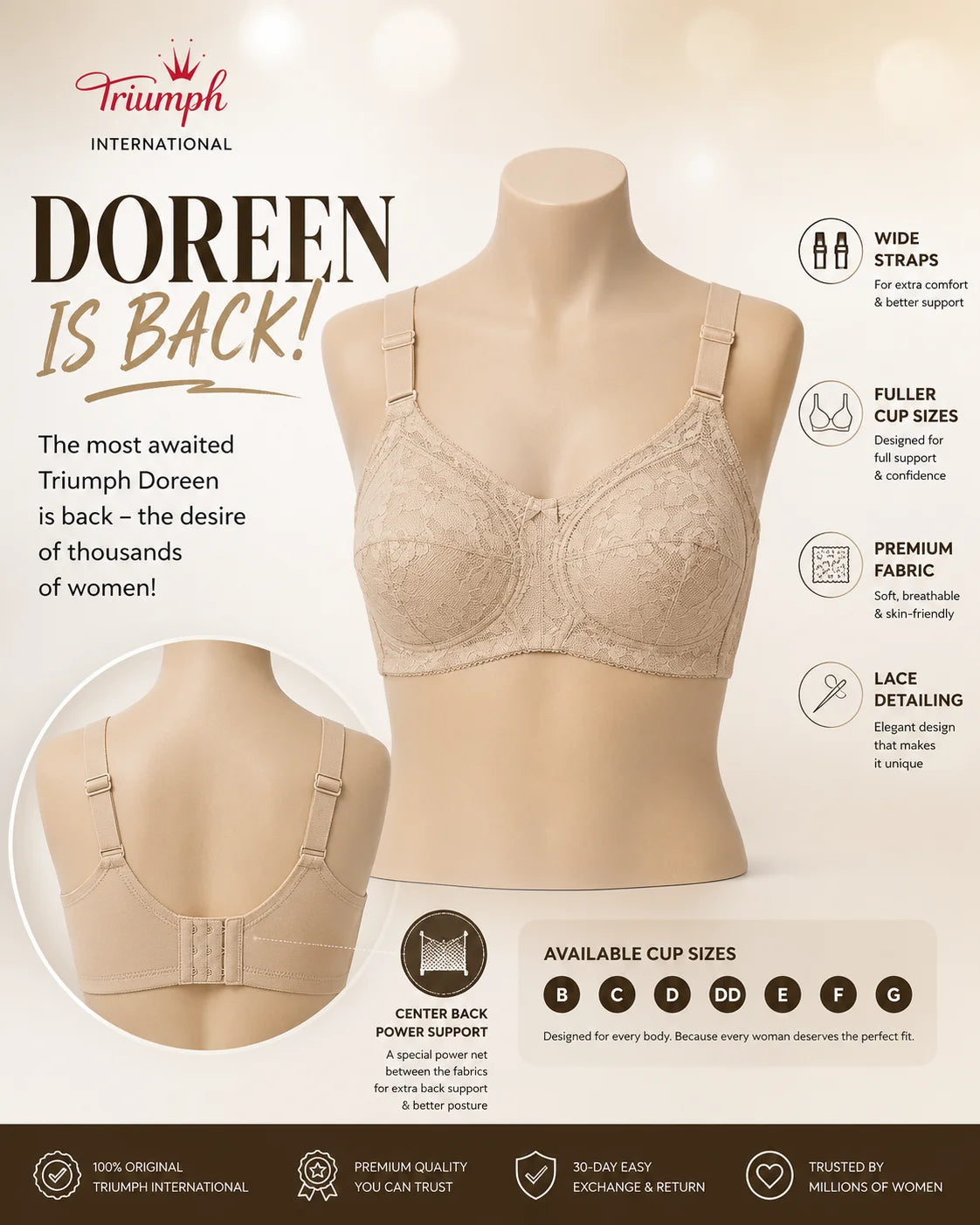 BUY 1 GET 1 FREE OFFER PACK OF 02 SPECIAL BUMPER OFFER TRIUMPH DOREEN MINIMIZER BRA UPTO 70% OFF BEST BRA FOR SUMMER