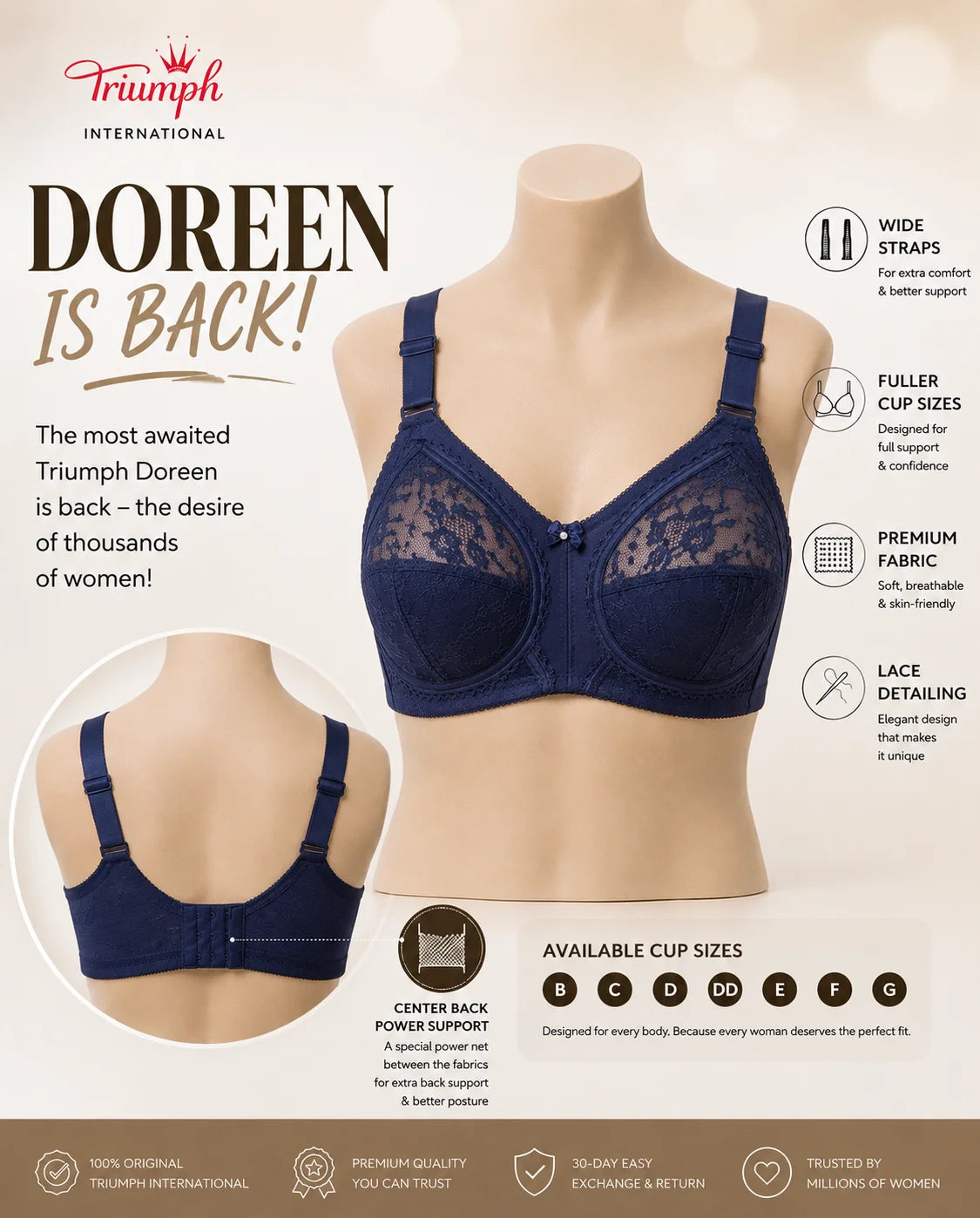 BUY 1 GET 1 FREE OFFER PACK OF 02 SPECIAL BUMPER OFFER TRIUMPH DOREEN MINIMIZER BRA UPTO 70% OFF BEST BRA FOR SUMMER
