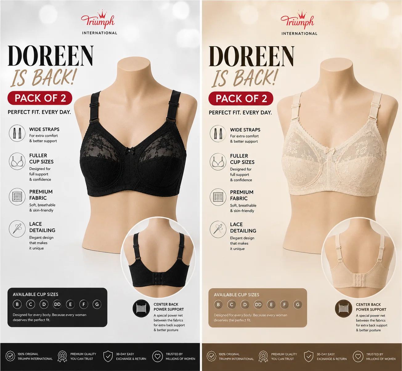 BUY 1 GET 1 FREE OFFER PACK OF 02 SPECIAL BUMPER OFFER TRIUMPH DOREEN MINIMIZER BRA UPTO 70% OFF BEST BRA FOR SUMMER