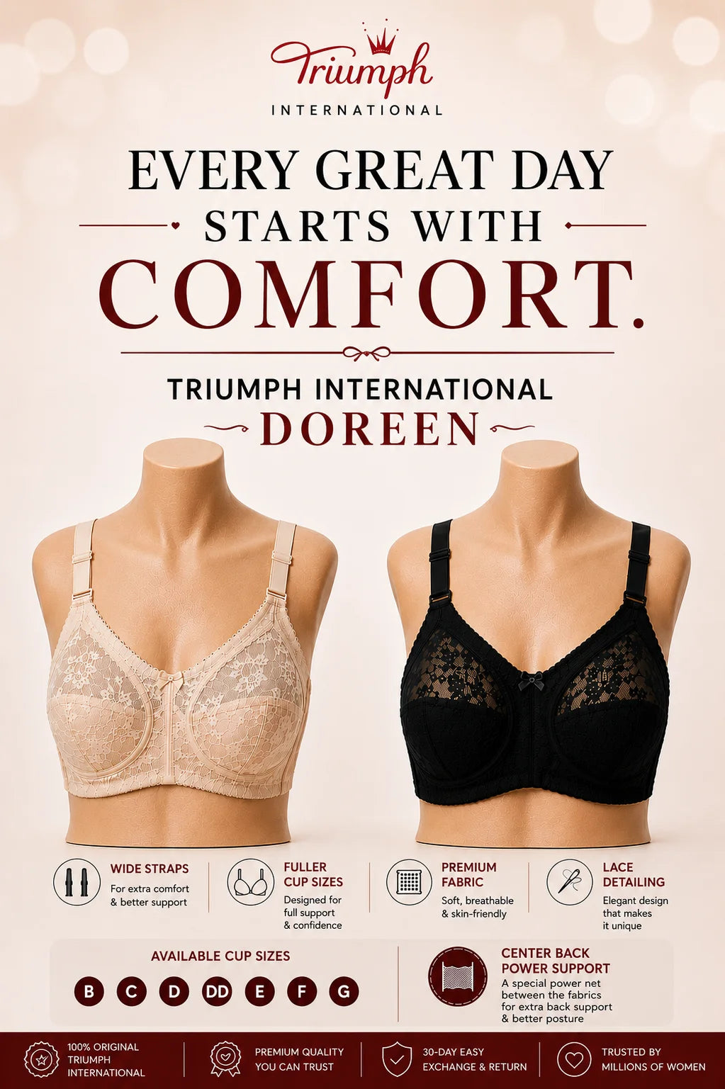 BUY 1 GET 1 FREE OFFER PACK OF 02 SPECIAL BUMPER OFFER TRIUMPH DOREEN MINIMIZER BRA UPTO 70% OFF BEST BRA FOR SUMMER