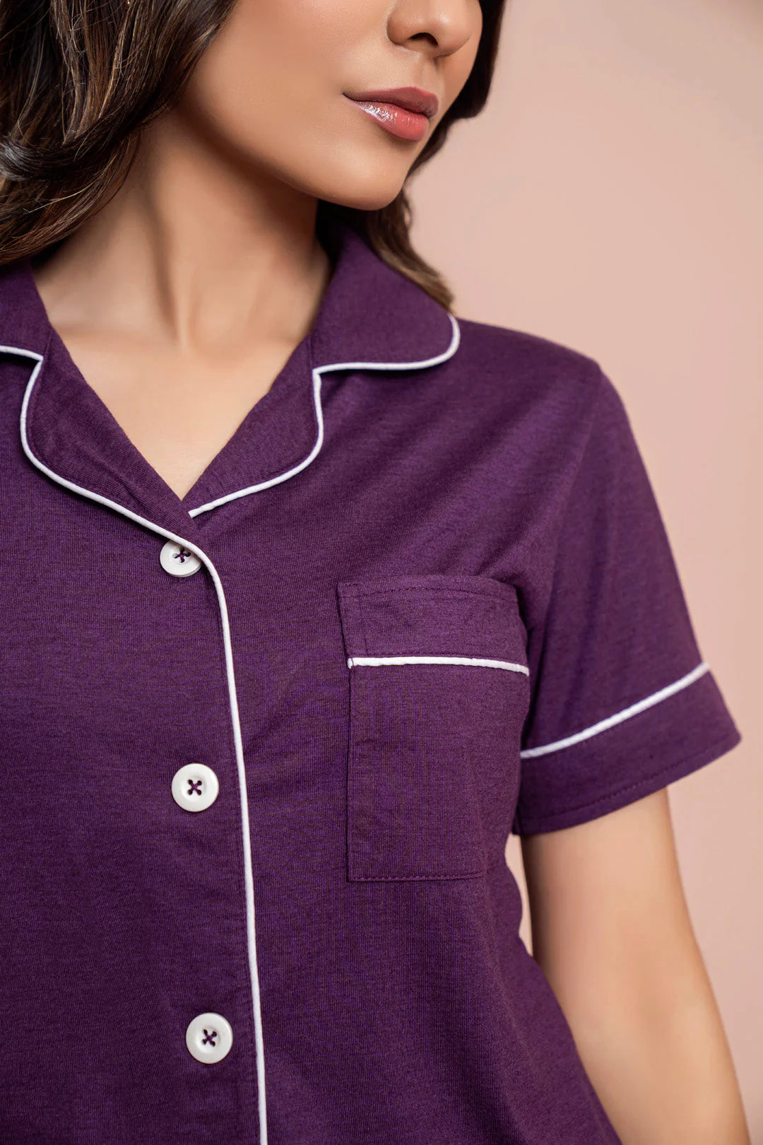 PV Plain With Contrast Piping Pajama Suit High  Quality Soft And Comfortable Imported Material  Pajama Suit With Premium Packing Sale Upt0 70 % Off Is Live Now