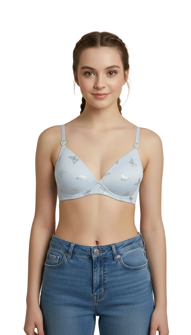 GIRL PACK OF 3 NON WIRED LIGHTLY PADDED BRAS-LBLUE/WHITE/LAVENDER