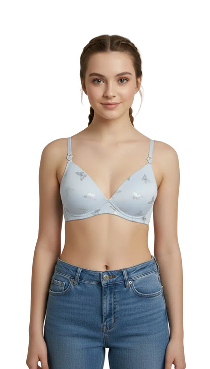 GIRL PACK OF 3 NON WIRED LIGHTLY PADDED BRAS-LBLUE/WHITE/LAVENDER