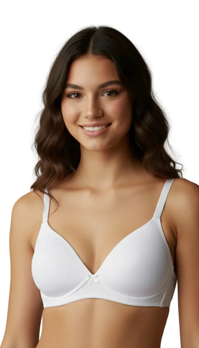 GIRL PACK OF 3 NON WIRED LIGHTLY PADDED BRAS-LBLUE/WHITE/LAVENDER