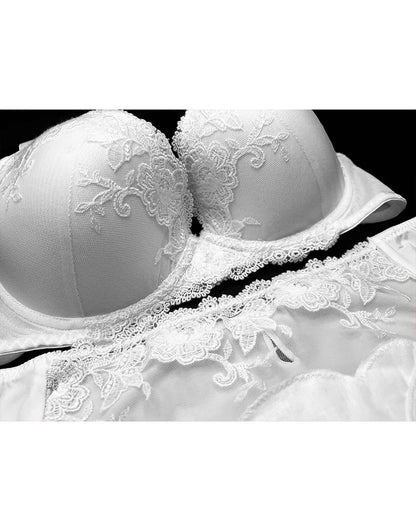 PADDED WIRED FANCY BRA WITH MATCHING PANTY-WHITE